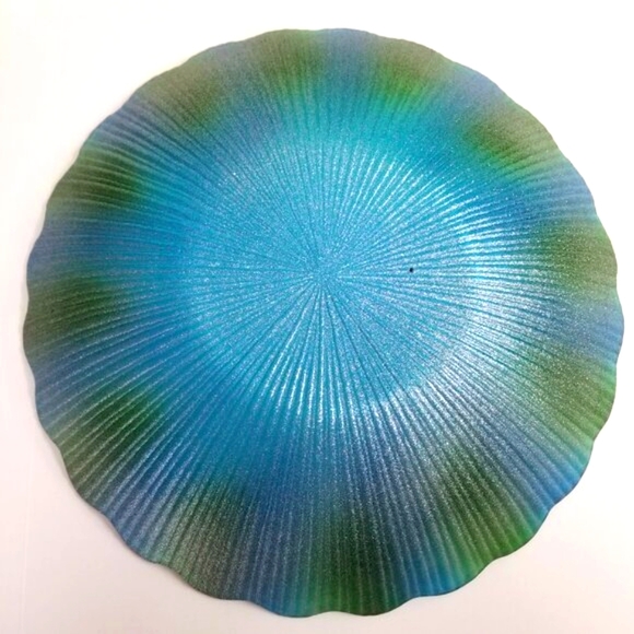 🆕️Huge Evergreen Blue Sea Glass Birdbath 20" in diameter. - Picture 3 of 7